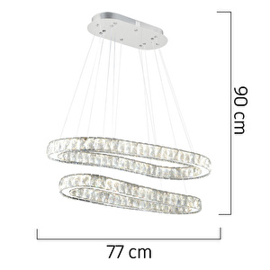 Apliqa Valeri̇a Krom 2 Katli Kri̇stal Taşli Led Avi̇ze görseli 5