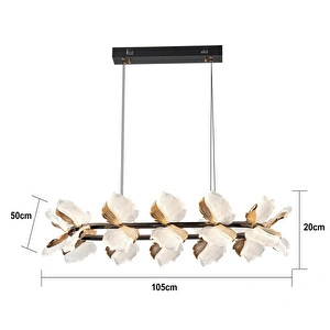 Apliqa Taran Sıralı Siyah Gold Çiçek Desenli 120 Watt Yemek Masası Üstü Modern Salon Led Avize görseli 5
