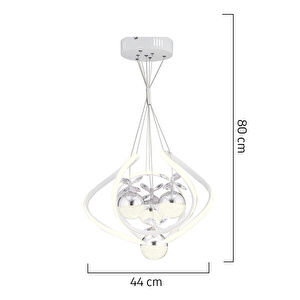 Apliqa Balca 4'lü Beyaz Krom 3 Renkli 84 Watt Ledli Kelebek Led Avize Top Avize Modern Oturma Odası, Koridor, Salon Led Avize görseli 5