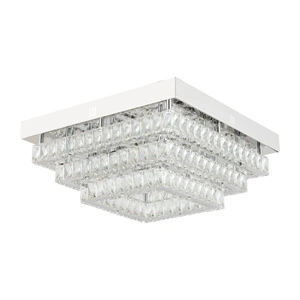 Apliqa Modina 3 Katlı Krom Ledli 3 Renkli 120 Watt Kristalli Taşlı Modern Tasarım Led Kristal Salon Avize görseli 2