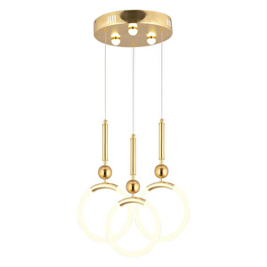 Apliqa Struer 3'lü Yuvarlak Gold Ledli 69 Watt Modern Koridor, Yatak Odası Salon Sarkıt Led Avize görseli 2