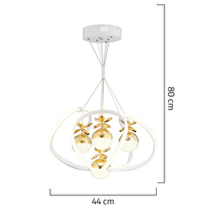 Apliqa Balca 4'lü Beyaz Gold 3 Renkli 84 Watt Ledli Kelebek Led Avize Top Avize Modern Oturma Odası, Koridor, Salon Led Avize görseli 5