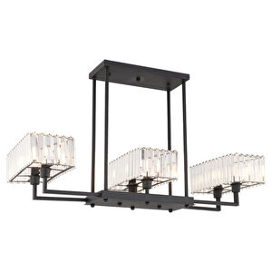 Apliqa Brambles 6'lı Siyah Kristalli Taşlı Modern Tasarım Kristal Salon Avize görseli 2