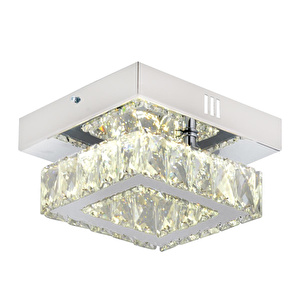 Apliqa Modina Tek Katlı Krom 3 Renkli 20 Watt Ledli 3 Renkli Kristalli Taşlı Modern Tasarım Led Kristal Salon Avize görseli 3