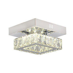 Apliqa Modina Tek Katlı Krom 3 Renkli 20 Watt Ledli 3 Renkli Kristalli Taşlı Modern Tasarım Led Kristal Salon Avize görseli 2