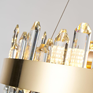 Apliqa Linfred 50'lik Gold Kristal Taşlı Modern Salon Avize görseli 4