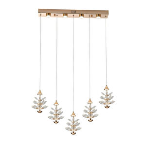 Apliqa Serap 5'li 62 Watt 3000k Sıralı Gold Kristal Taşlı Ledli Salon Avize görseli 2