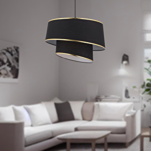 Apliqa Paoni 2 Katlı Siyah Gold Detaylı Modern Koridor,yatak Odası Salon Avize görseli 1