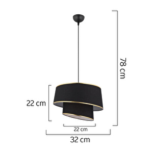 Apliqa Paoni 2 Katlı Siyah Gold Detaylı Modern Koridor,yatak Odası Salon Avize görseli 5