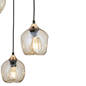 Apliqa Karya 3lü Yuvarlak Siyah Gold Modern Sarkıt Genç Odası Yatak Odası Retro Salon Avize görseli 4
