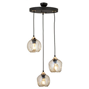 Karya 3lü Yuvarlak Siyah Gold Modern Sarkıt Genç Odası Yatak Odası Retro Salon Avize
