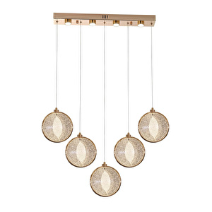Apliqa Edward 5'li 67 Watt Sıralı Gold Ledli Modern Salon Avize görseli 2