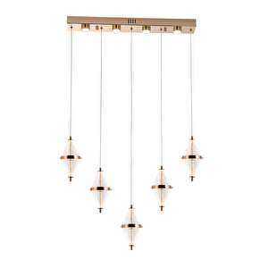 Apliqa Edward 5'li 67 Watt Sıralı Gold Ledli Modern Salon Avize görseli 3