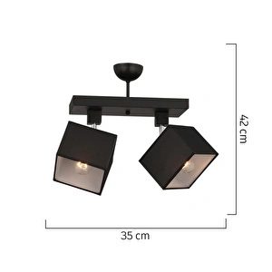 Apliqa Grande 2li Siyah Modern Koridor Mutfak Salon Plafonyer Avize görseli 4