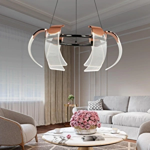 Apliqa Karlos 6 Li Yuvarlak 7 Watt Ledli Modern Tasarım Oturma Odası Salon Sarkıt Avize görseli 1