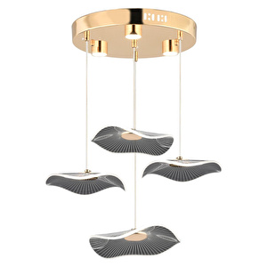 Apliqa Jolie 4'lü Yuvarlak 3 Renkli 39 Watt Gold Kristal Ledli Modern Oturma Odası Salon Sarkıt Avize görseli 3
