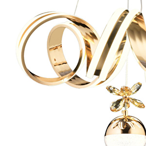 Apliqa Amott Gold 3 Renkli 150 Watt Kristal Ledli Kelebek Led Top Avize Modern Oturma Odası Salon Sarkıt Avize görseli 4