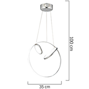 Apliqa Acosta Krom Sarkıt 44 Watt Sarkıt Ledli Ofis Avizeleri Modern Mutfak Banyo Led Salon Sarkıt Avize görseli 3