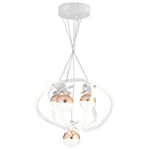 Apliqa Balca 4'lü Beyaz Bakır 3 Renkli 84 Watt Ledli Kelebek Led Avize Top Avize Modern Oturma Odası, Koridor, Salon Led Avize görseli 3