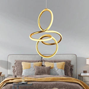 Apliqa Lucetta Gold Sarkıt 48 Watt Sarkıt 3 Renkli Ledli Modern Mutfak Banyo Led Salon Sarkıt Avize görseli 1
