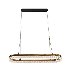 Apliqa Canel Gold Sıralı 116 Watt Kristal Taşlı Modern Yemek Masası Üstü Led Sarkıt Avize görseli 2