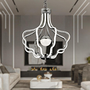 Apliqa Camelia Krom Kaplama 3 Renkli 50 Watt Ledli Modern Tasarım Oturma Odası,genç Odası,yatak Odası,salon Sarkıt Led Avize görseli 1