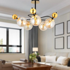 Apliqa Florit 5'li Siyah Gold Modern Oturma Odası Salon Avize görseli 1