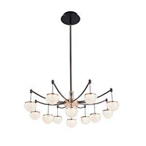Apliqa Derem 12'li Siyah Gold 160 Watt Yuvarlak Kristal Taşlı Salon Led Sarkıt Avize görseli 2