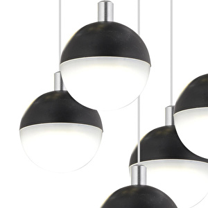 Apliqa Ekin 5'li Yuvarlak 47 Watt Siyah Ledli Kelebek Detaylı Modern Koridor, Yatak Odası Salon Sarkıt Led Avize görseli 4