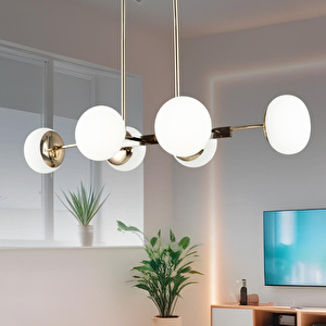 Apliqa Pura Sıralı Siyah Gold 60 Watt Modern Oturma Odası, Yemek Masası Üstü, Salon Avize görseli 1