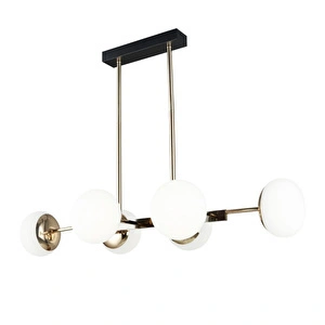 Apliqa Pura Sıralı Siyah Gold 60 Watt Modern Oturma Odası, Yemek Masası Üstü, Salon Avize görseli 2