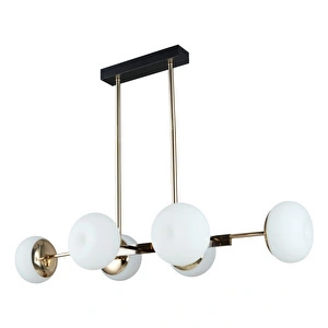 Apliqa Pura Sıralı Siyah Gold 60 Watt Modern Oturma Odası, Yemek Masası Üstü, Salon Avize görseli 3
