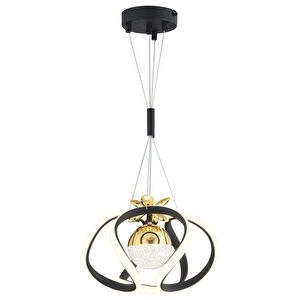 Apliqa Pelin Tekli Siyah Gold 3 Renkli 39 Watt Ledli Modern Oturma Odası, Koridor, Salon Led Avize görseli 2