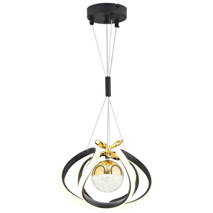 Apliqa Pelin Tekli Siyah Gold 3 Renkli 39 Watt Ledli Modern Oturma Odası, Koridor, Salon Led Avize görseli 3