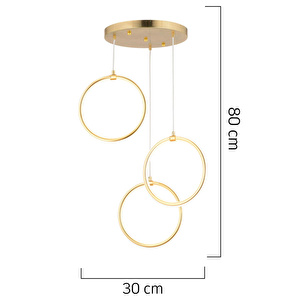 Apliqa Ruscello 3lü Gold Sarkıt 102 Watt Sarkıt Ledli Modern Mutfak Banyo Led Salon Sarkıt Avize görseli 3