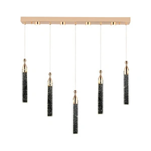 Apliqa Klaus 5'li Sıralı 3 Renkli 75 Watt Gold Kristal Ledli Modern Oturma Odası Salon Sarkıt Avize görseli 2