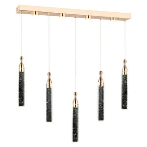 Apliqa Klaus 5'li Sıralı 3 Renkli 75 Watt Gold Kristal Ledli Modern Oturma Odası Salon Sarkıt Avize görseli 3