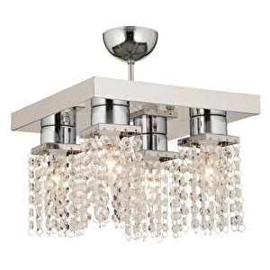 Apliqa Peter 4lü Krom Kristalli, Taşlı Modern Tasarım Kristal Salon Avize görseli 4