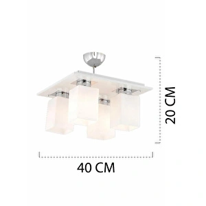 Apliqa Atlas 4 Lü Beyaz Kare Modern Genç Odası Mutfak- Banyo Mutfak Salon Spot Avize görseli 5