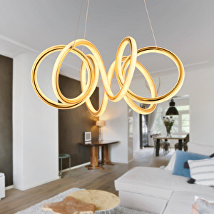 Apliqa Verena Gold Sarkıt 44 Watt Sarkıt 3 Renkli Ledli Modern Mutfak Banyo Led Salon Sarkıt Avize görseli 1