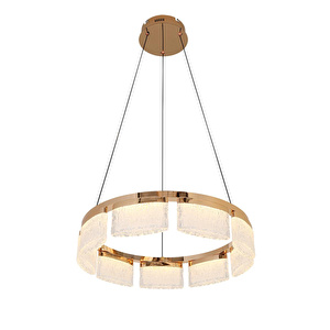 Apliqa Rosae 50'lik Gold Krisatal Yuvarlak Sarkıt Salon Led Avize görseli 4