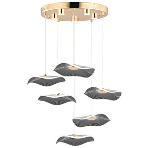 Apliqa Jolie 6'lı Yuvarlak 3 Renkli 61 Watt Gold Kristal Ledli Modern Oturma Odası Salon Sarkıt Avize görseli 2