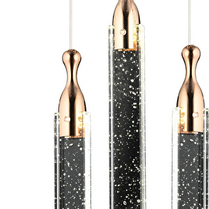 Apliqa Klaus 3'lü Yuvarlak 3 Renkli 48 Watt Gold Kristal Ledli Modern Oturma Odası Salon Sarkıt Avize görseli 4