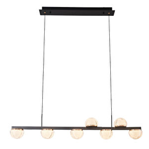 Apliqa Derem 7li Sıralı Siyah Gold 80 Watt Kristal Taşlı Salon Led Sarkıt Avize görseli 2