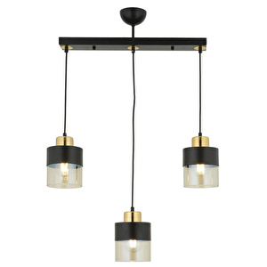 Apliqa Boris 3lü Sıralı Siyah Gold Sarkıt Modern Genç Odası Mutfak Retro Salon Avize görseli 5