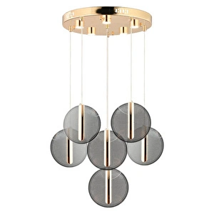 Apliqa Dustin 6'lı Yuvarlak 3 Renk 80 Watt Gold Kristal Ledli Modern Oturma Odası Salon Sarkıt Avize görseli 4