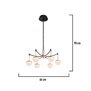 Apliqa Derem 6lı Siyah Gold 80 Watt Yuvarlak Kristal Taşlı Salon Led Sarkıt Avize görseli 3