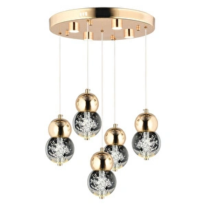 Apliqa Sasha 5'li Yuvarlak 3 Renkli 57 Watt Gold Kristal Ledli Modern Oturma Odası Salon Sarkıt Avize görseli 3