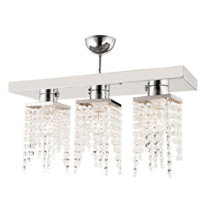 Apliqa Nikola 3lü Krom Kristalli Taşlı Modern Tasarım Kristal Salon Avize görseli 3