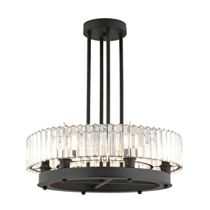 Apliqa Azalea 6lı Siyah Kristalli Taşlı Modern Tasarım Kristal Büyük Salon Avize görseli 2